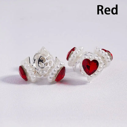 Handcrafted Silver Bead Caps Metal Bead Cages with Heart Pearl Chains for DIY Bracelet Charm Projects