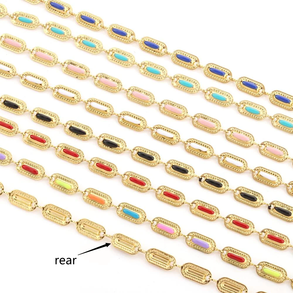 E098 Fashion Enamel Plated Chain 18kgold Stainless Steel Link Chains for Jewelry Custom