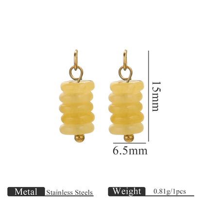 New Style Fashion Stainless Steel Gold Plated Tiger's Eye Stone Beads Charm Pendant for Earring Jewelry Making Accessories