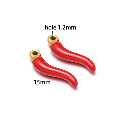 Colorful Enamel Stainless Steel 18K Gold Plated Red Pepper Chilli Charms Pendant for Jewelry Findings & Components