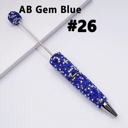 Full Rhinestone Beadable Clay Ballpoint Pens - DIY Beaded Plastic Pen for School Office Gift