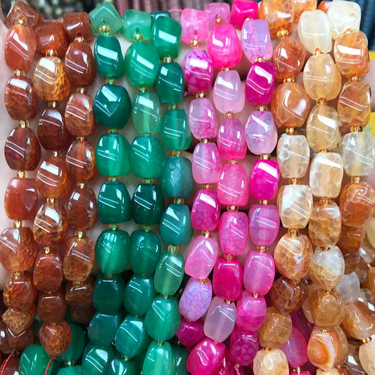 Wholesale 8x12mm Twist Rice Oval Gemstone Agate Beads, Dyed Crackle Vein Agate Stone Beads Strands for DIY Jewelry Making