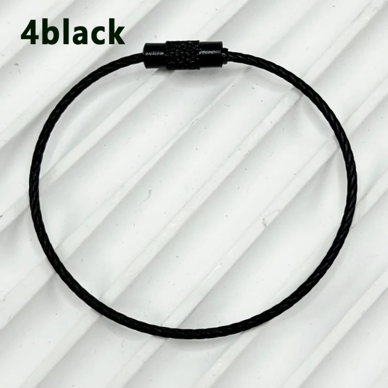 100pcs Solid Color Spray Painted Beadable Classic Gift Keychain Ring Rotatable Screw Wire Rope DIY Bag Jewelry Accessories