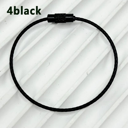 100pcs Solid Color Spray Painted Beadable Classic Gift Keychain Ring Rotatable Screw Wire Rope DIY Bag Jewelry Accessories