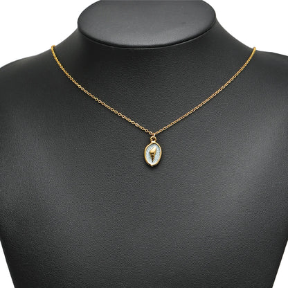 18K Gold Plated Oval-Shaped Single-Sided Drip-Style Conch Shell Pendant Multicolored Enamel Shell Charm DIY Jewelry
