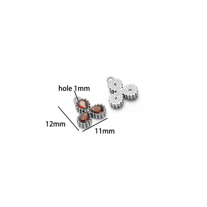 18k Gold Plated Stainless Steel Four Leaf Clover Triangular Droplet Oval Heart Zircon Charm Pendant for DIY Jewelry Making