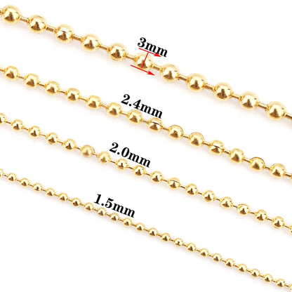 B2076 Multi Size Gold Ball Beads Chain Necklace Stainless Steel Chain Jewelry Chain