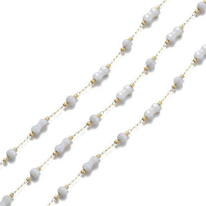 A3027 Amazing Cute Fashion Shell Beads Chain Roll Heart Star Cross Rosary Chain 18k Gold Plated for Necklace Bracelet Making