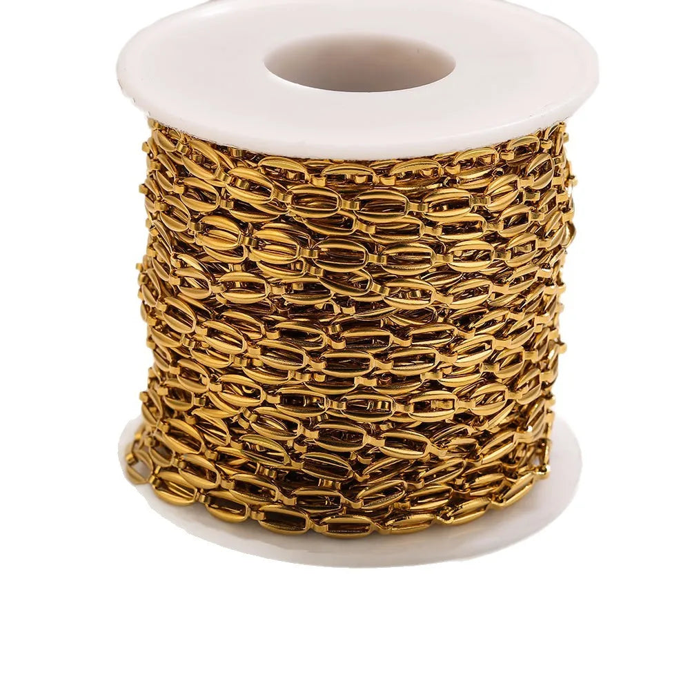 D390 Ins Permanent Jewelry Chain Paper Clip Bulk Stainless Steel Chains Cross PVD Gold Silver Chains for Luxury Making