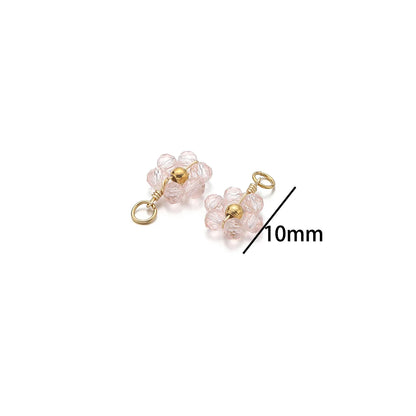 Multicolor Stainless Steel Gold Plated Crystal Flower  Beads Charms Pendant for Handmade Jewelry Necklace Making Accessories
