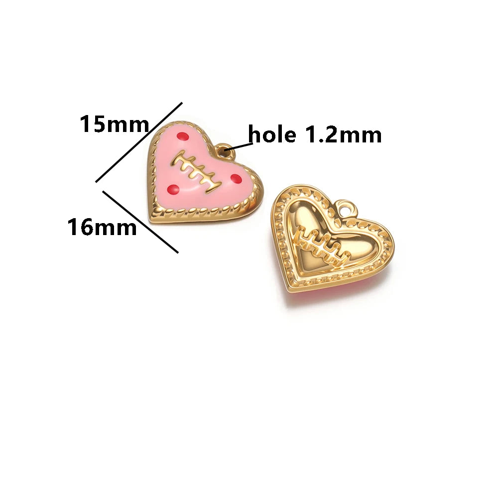 Vintage Romantic 18k Gold Plated Stainless Steel Enamel Heart Charm Pendant for DIY Handmade Necklace Earrings Jewelry Making