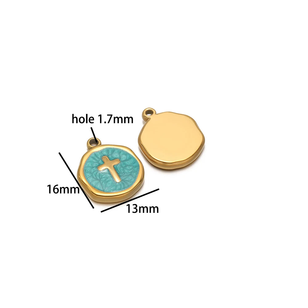 Factory DIY Charm 18k Gold Plated Stainless Steel Enamel Cross Dog Paw Pendant for Women Necklace Jewelry Making