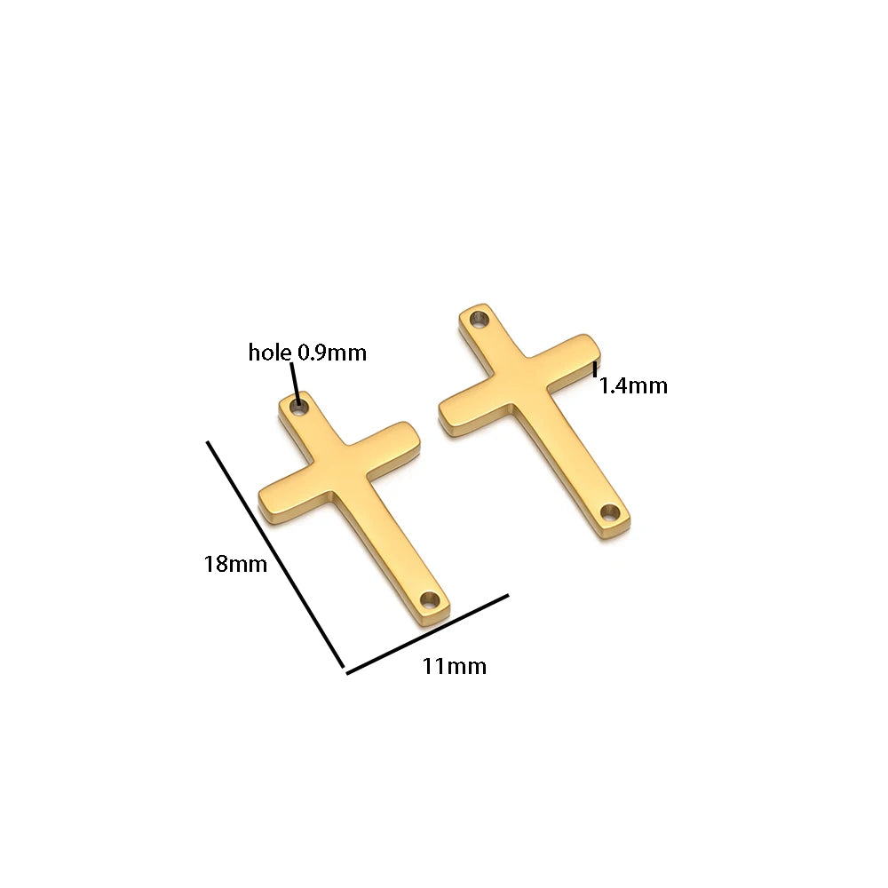 Non Tarnish 18k Gold Plated Stainless Steel Cross Charm Pendant for Handmade Necklace Jewelry Making Diy Accessories