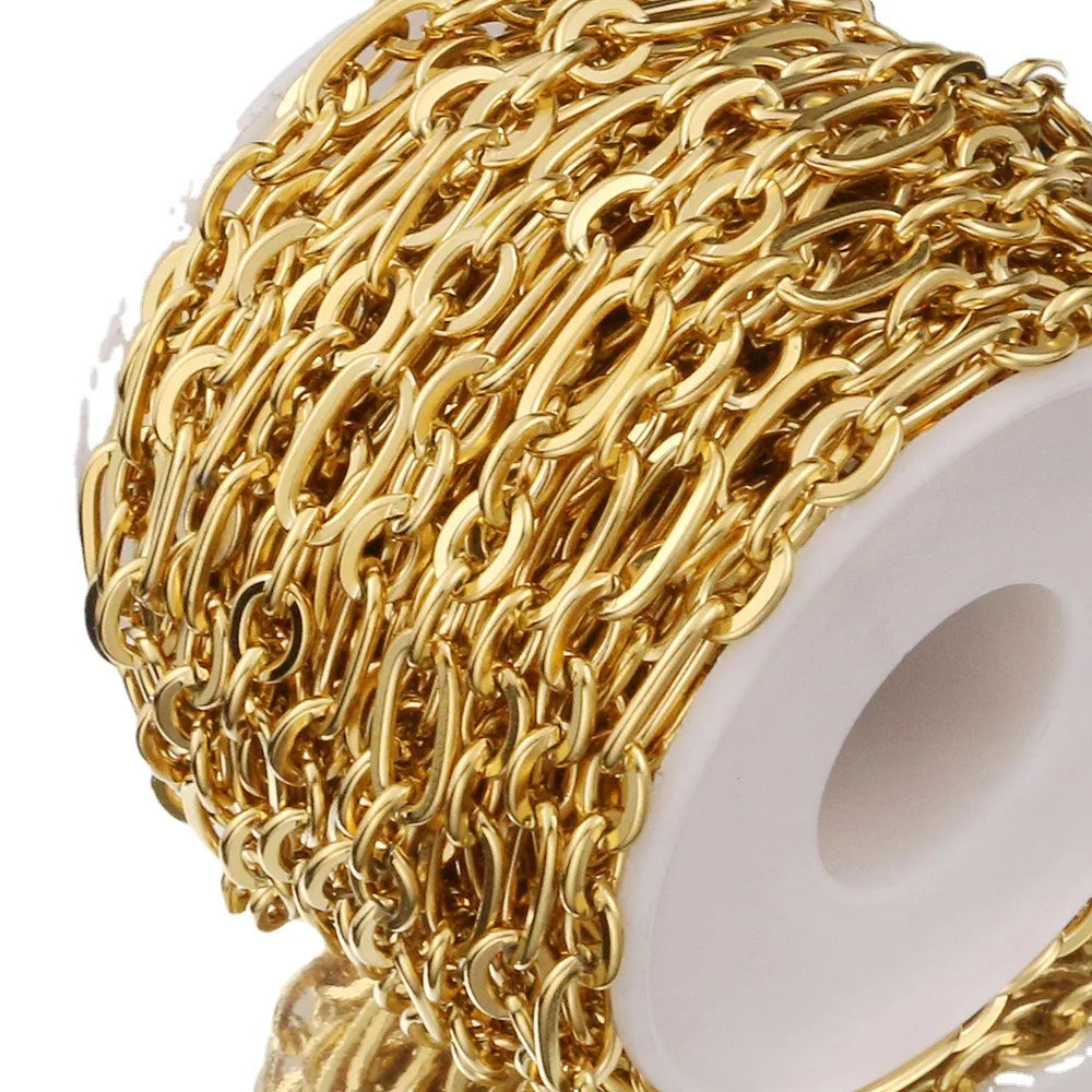 E069 0.25mm Thin Simple Chain Fashion Plated Gold Stainless Steel Cross Bulk Chain Jewelry Custom