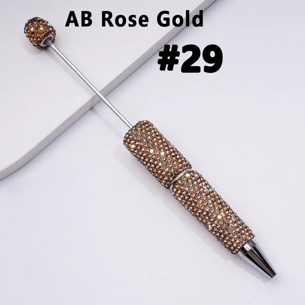 Full Rhinestone Beadable Clay Ballpoint Pens - DIY Beaded Plastic Pen for School Office Gift
