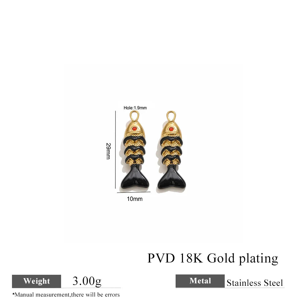 304 Stainless Steel Enamel Small Fish Pendants Multiple Styles Colorful Cartoon-shaped Charms DIY Necklaces