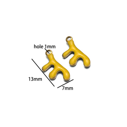 Waterproof 18k Gold Plated Stainless Steel Enamel Coral Charm Pendant for Diy Necklace Jewelry Making Accessories