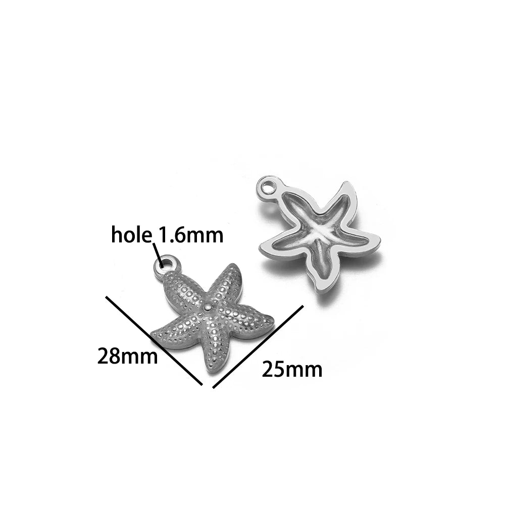 Ocean Style Sea Star Charm Stainless Steel 18K Gold Plated Starfish Charm Pendant for Jewelry Earring Necklace Making