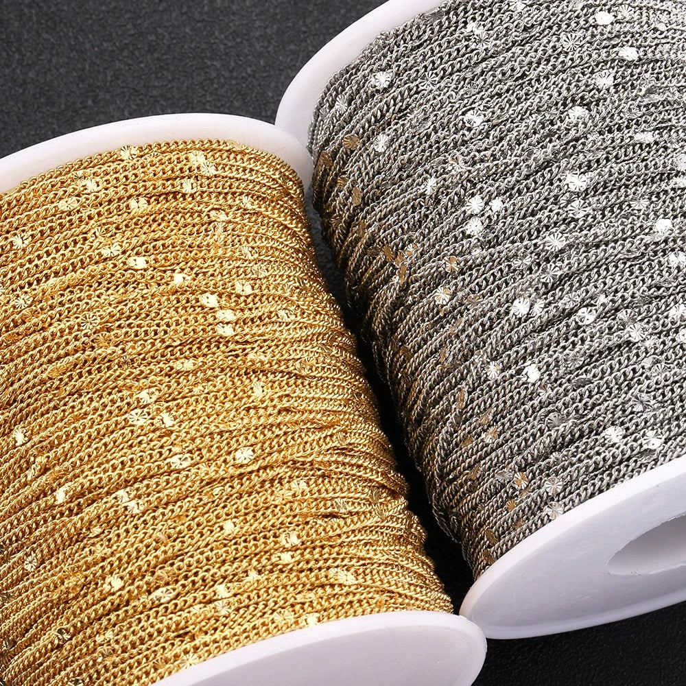B355 Shiny Amazing Sequins Chain Small Stainless Steel Chain Wholesale Chain for Necklace Making