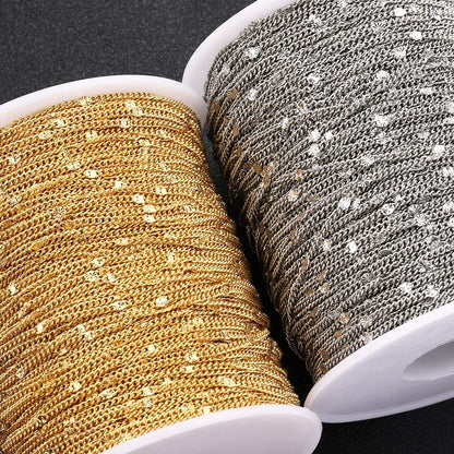 B355 Shiny Amazing Sequins Chain Small Stainless Steel Chain Wholesale Chain for Necklace Making