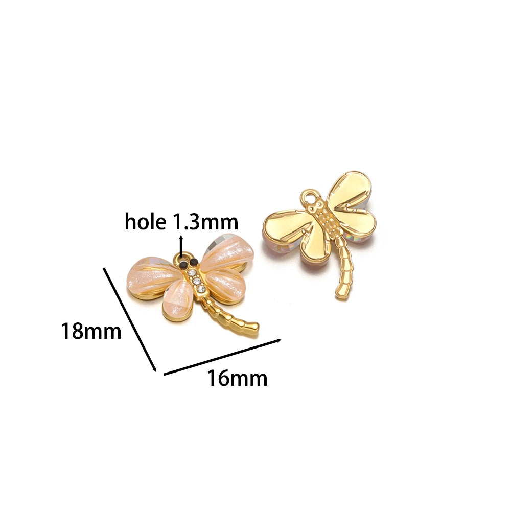New Arrival Stainless Steel 18k Gold Plated Dragonfly Charm Pendant for Diy Jewelry Making Wholesale Jewelry Supplies