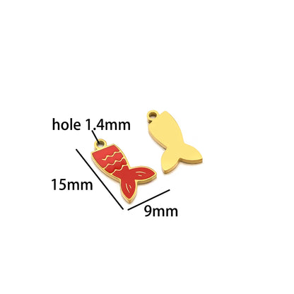 Fashion 18k Gold Plated Stainless Steel Enamel Fish Lobster Charm Pendant for DIY Jewelry Making Jewelry Findings