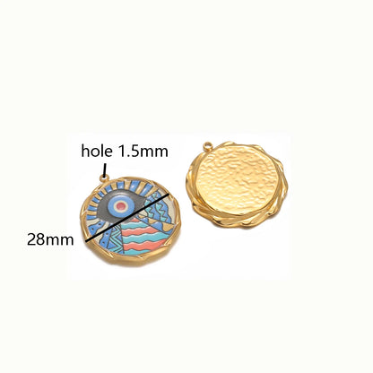 Bohemian Style Stainless Steel 18k Gold Plated Mixed Colors Enamel Oval Eye Charms Pendant for Diy Jewelry Necklace Making