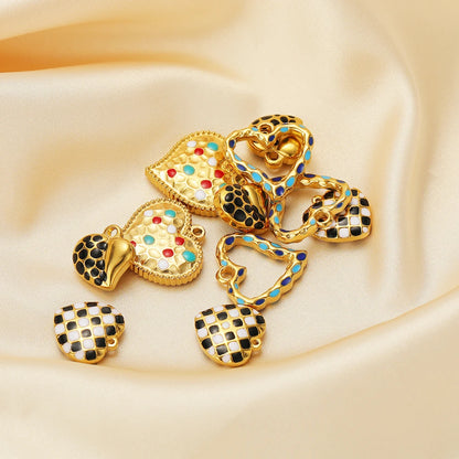 Waterproof Fashion Pendant Stainless Steel 18k Gold Plated Enamel Heart Shaped Charms Pendant for Women Jewelry Necklace Making