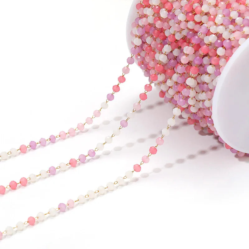 E747 3mm Bead Chain Stainless Steel Crystal Jewelry Chain Colorful Beaded Chain Diy Necklace Bracelet Jewelry Accessories