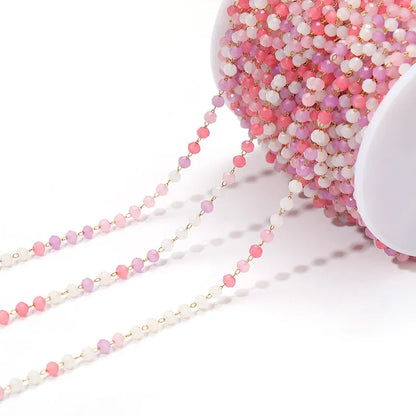 E747 3mm Bead Chain Stainless Steel Crystal Jewelry Chain Colorful Beaded Chain Diy Necklace Bracelet Jewelry Accessories