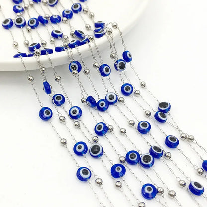 E218 New Gold Enamel Plated Chain Waterproof Stainless Steel Lucky Eye Charm Chains for Jewelry Custom Diy
