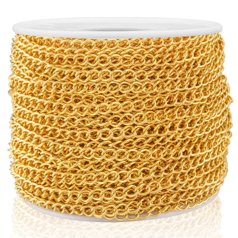 E753 Permanent Jewelry Chain Cross  Bulk Stainless Steel Chains PVD Gold Silver Extension Chains for Luxury Making