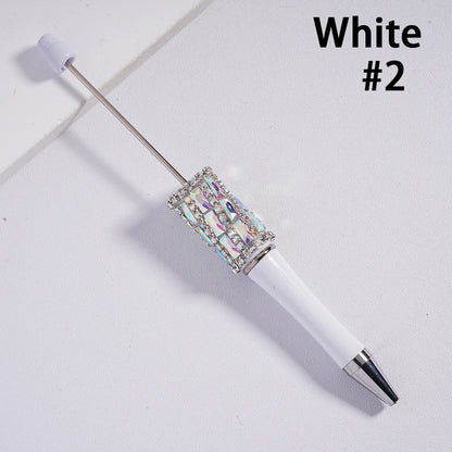 Ballpoint Pens with Oblique-Stripe and Rectangular Rhinestone Chains Plastic Material Multi-Color for Welcome Gifts