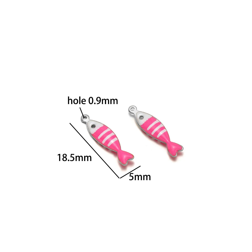 DIY Jewelry Findings 18k Gold Plated Stainless Steel Mixed Color Enamel Fish Charm Pendant for DIY Jewelry Making