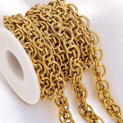 A2660 Hip Hop Non Tarnish Gold Silver Stainless Steel Chain Bulk Link O Chain for Necklace Bracelet Making