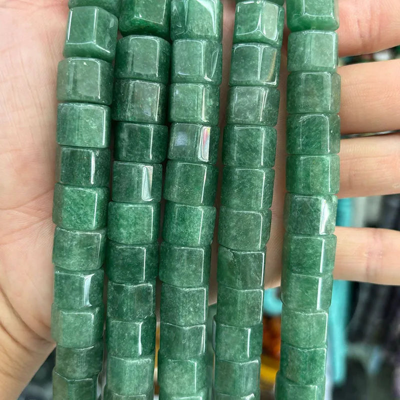 Natural Hexagon Prisms Stone Gemstone Irregular Bead, Hexagonal Rondelle Rondel Beads for DIY Jewelry Making 10x14mm, 19-20cm 8"