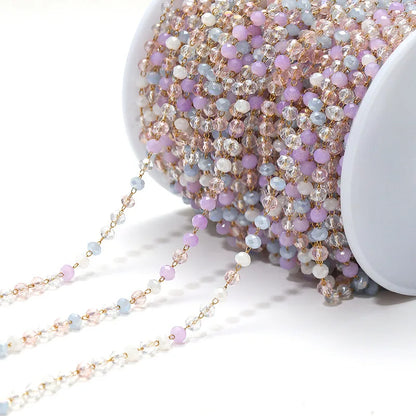E747 3mm Bead Chain Stainless Steel Crystal Jewelry Chain Colorful Beaded Chain Diy Necklace Bracelet Jewelry Accessories