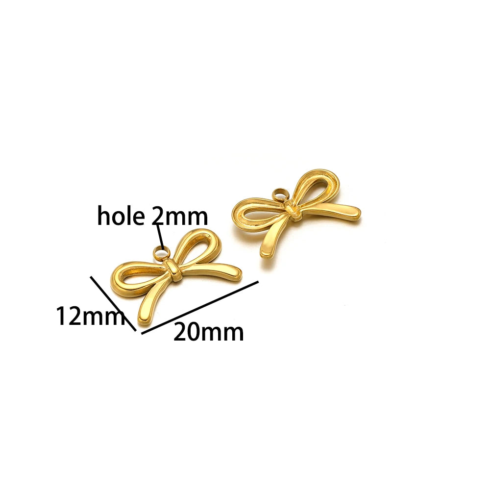 New Handmade DIY Jewelry Accessories 18k Gold Plated Stainless Steel Pearl Bowknot Charm Pendant for Women Jewelry Making