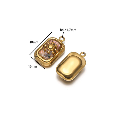 Elegant 304 Stainless Steel 18k Gold Plated Enamel Rectangle Fashion Charm Pendants for DIY Jewelry Necklace Making