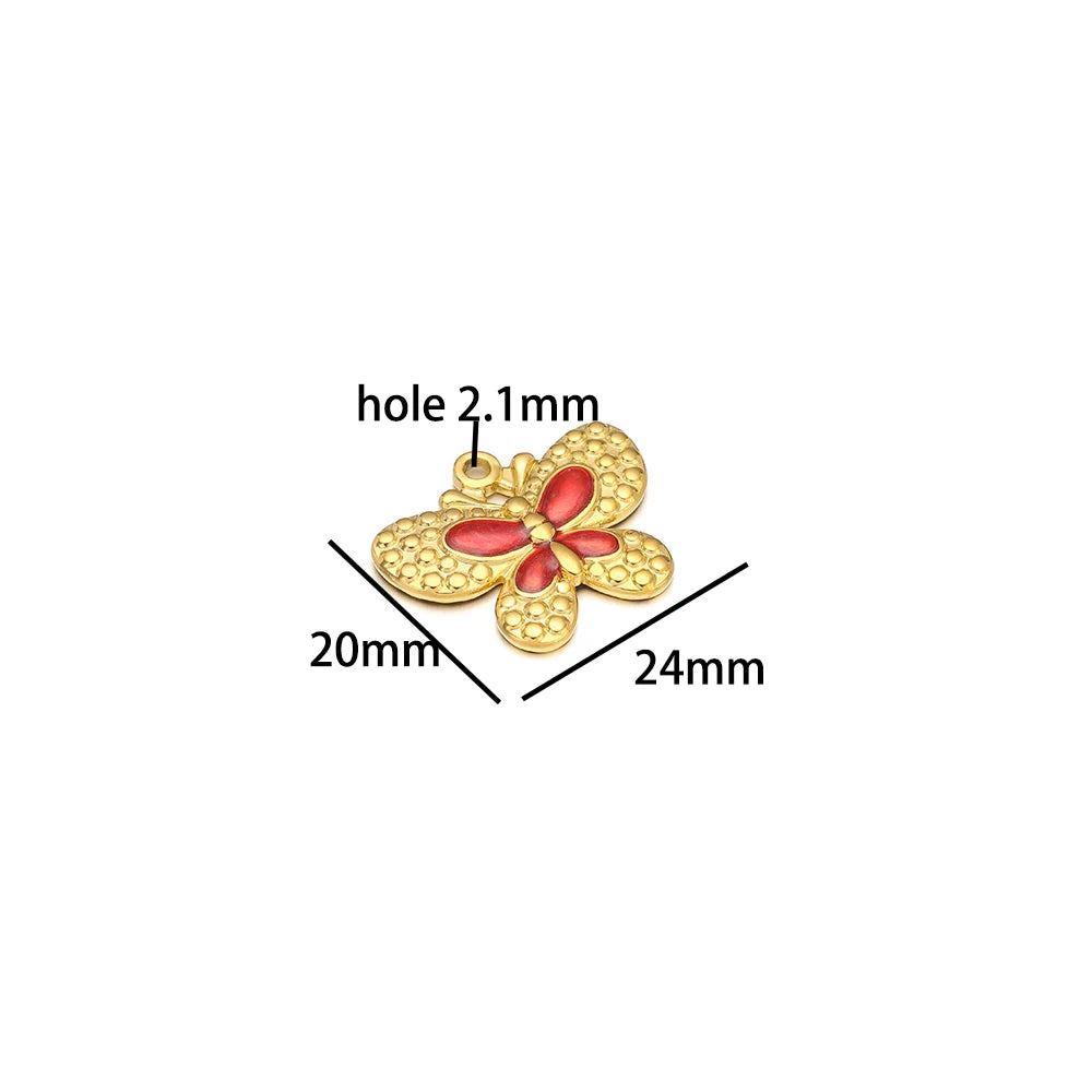 Hot Trendy 304 Stainless Steel 18k Gold Enamel Butterfly Charms Pendant for Jewelry Necklace Making Accessories