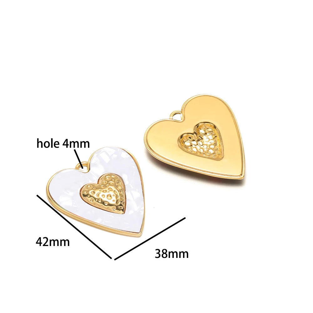 18k Gold Plated Stainless Steel Enamel Heart Rpse Flower Mushroom Charm Pendant for DIY Handmade Necklace Jewelry Making