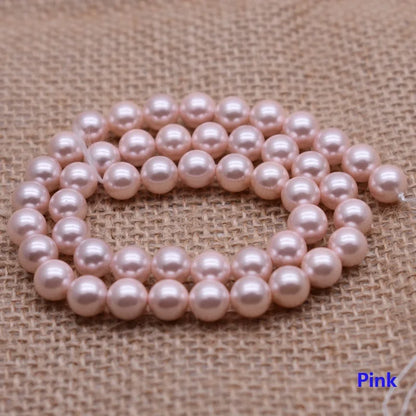 Natural Shell Painted Colors 8mm 50pcs/lot White Round Loose Beads For Jewelry Findings Bracelet Necklace Craft DIY Shell pearl
