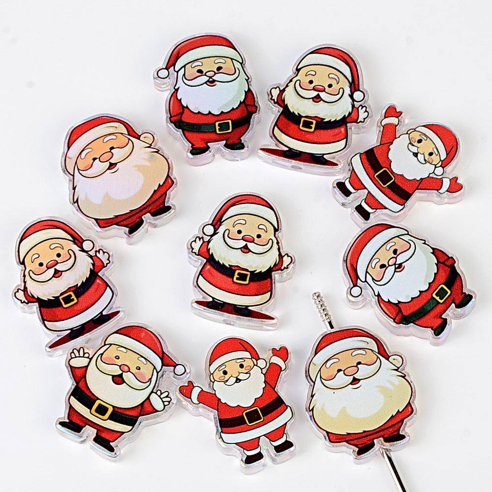 100Pcs Christmas series cartoon Santa Claus snowman Christmas tree acrylic sheet DIY handmade jewelry materials wholesale
