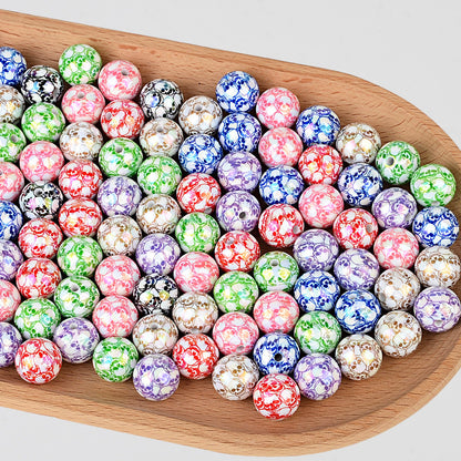 100Pcs Halloween full skull print acrylic round beads DIY mobile phone chain keychain bead pen accessories