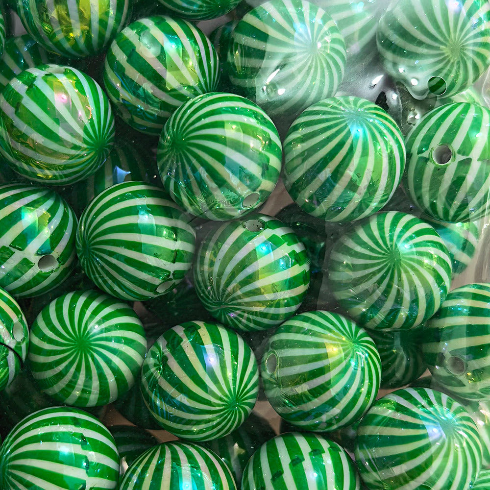 100Pcs 20mm acrylic checkerboard beads christmas striped beads DIY handmade beaded jewelry accessories loose bead material
