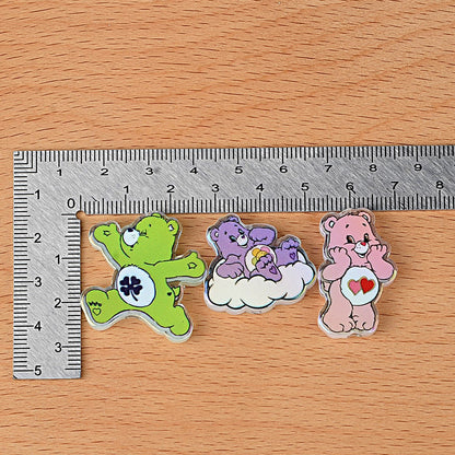 100Pcs Care Bears Rainbow Bear Acrylic Sheet, Cartoon Love Bear DIY Jewelry Accessories Buckle Material Wholesale