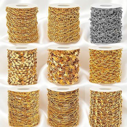 Stainless steel chain 18k real gold titanium steel necklace plain chain tail chain extension chain bracelet handmade jewelry accessories wholesale