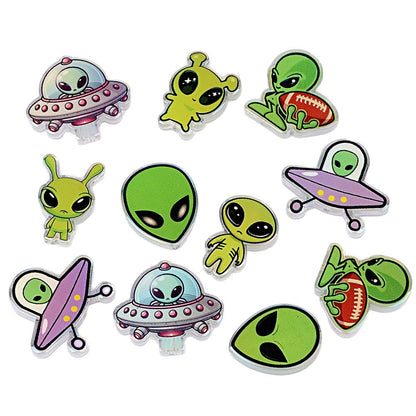 100Pcs double-sided relief alien UFO flying saucer piece beads DIY mobile phone chain keychain bag hanging pen jewelry accessories wholesale