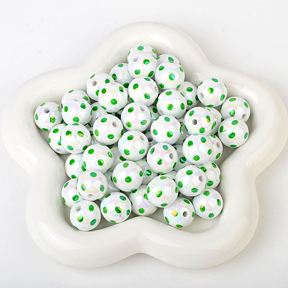 100Pcs hot-selling printing color dot through-hole beads DIY handmade bead pen mobile phone chain car pendant accessories wholesale