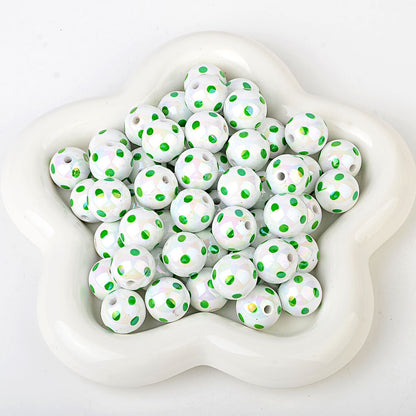 100Pcs hot-selling printing color dot through-hole beads DIY handmade bead pen mobile phone chain car pendant accessories wholesale